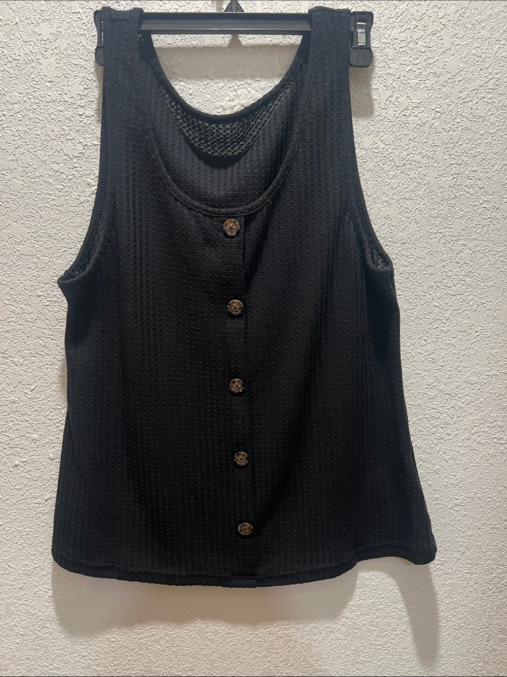 Women's Black Button-Front Tank Top